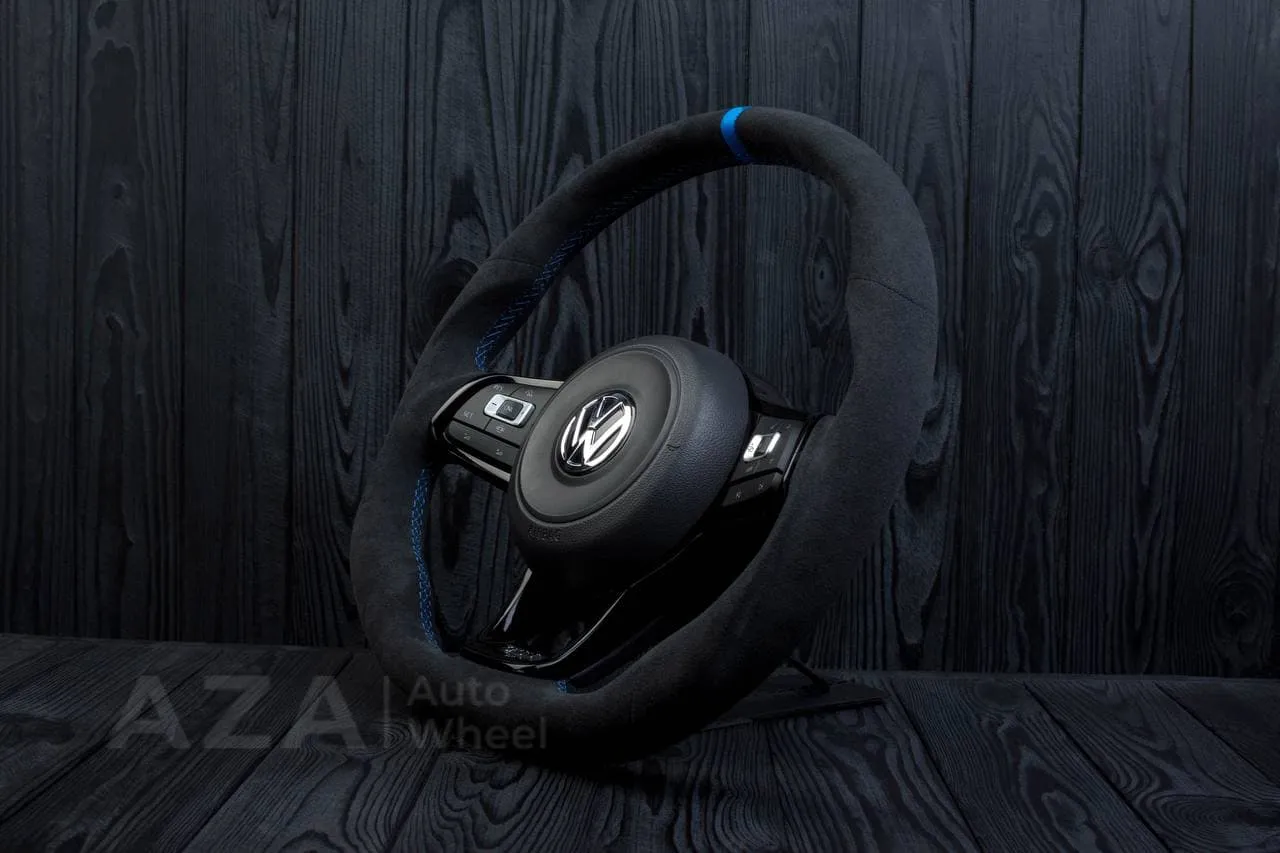 Custom Steering wheel Volkswagen MK7 GTI 2015-2019 Alcanatara/Blue stripe - Image 4