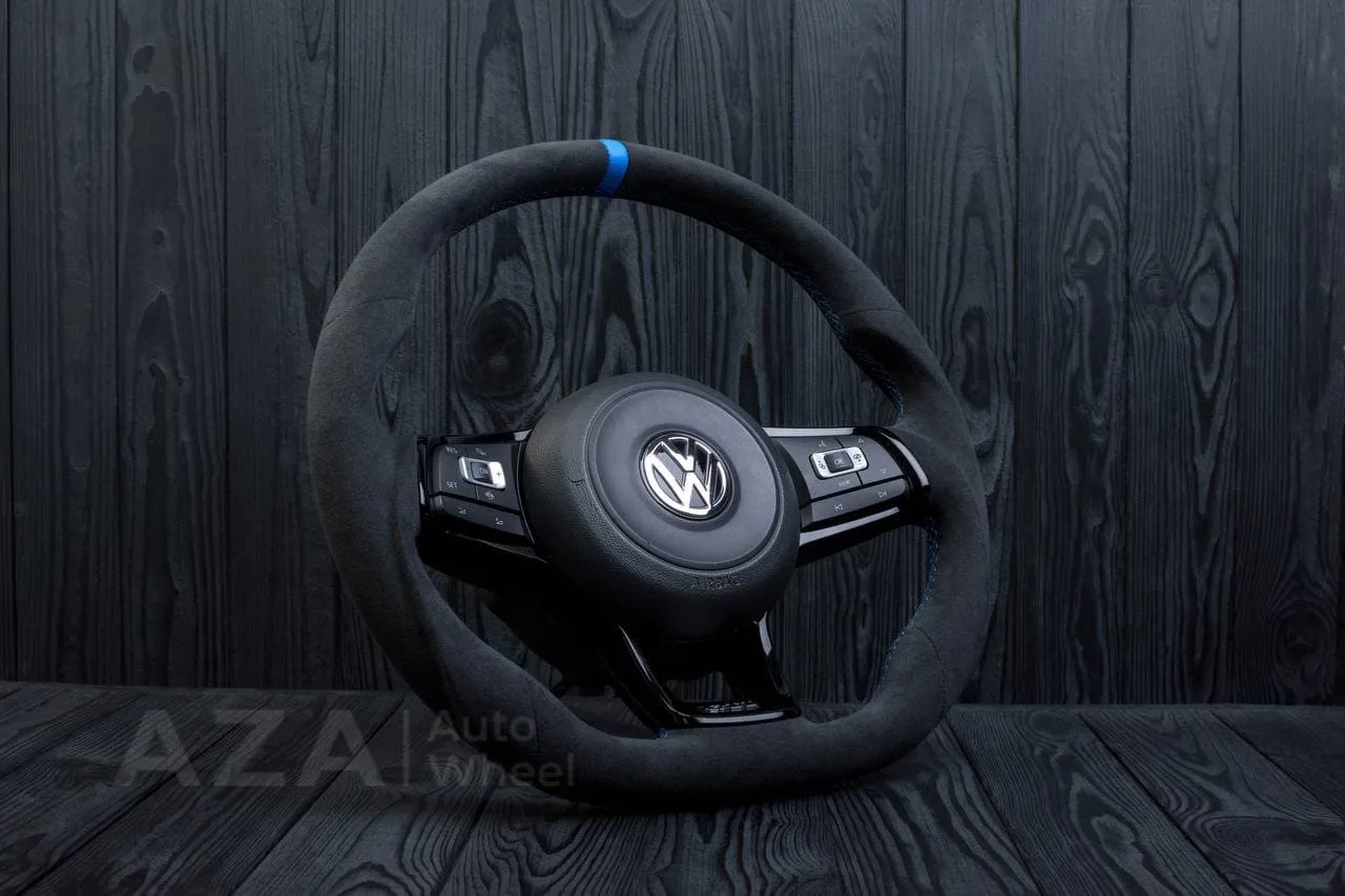 Custom Steering wheel Volkswagen MK7 GTI 2015-2019 Alcanatara/Blue stripe - Image 6
