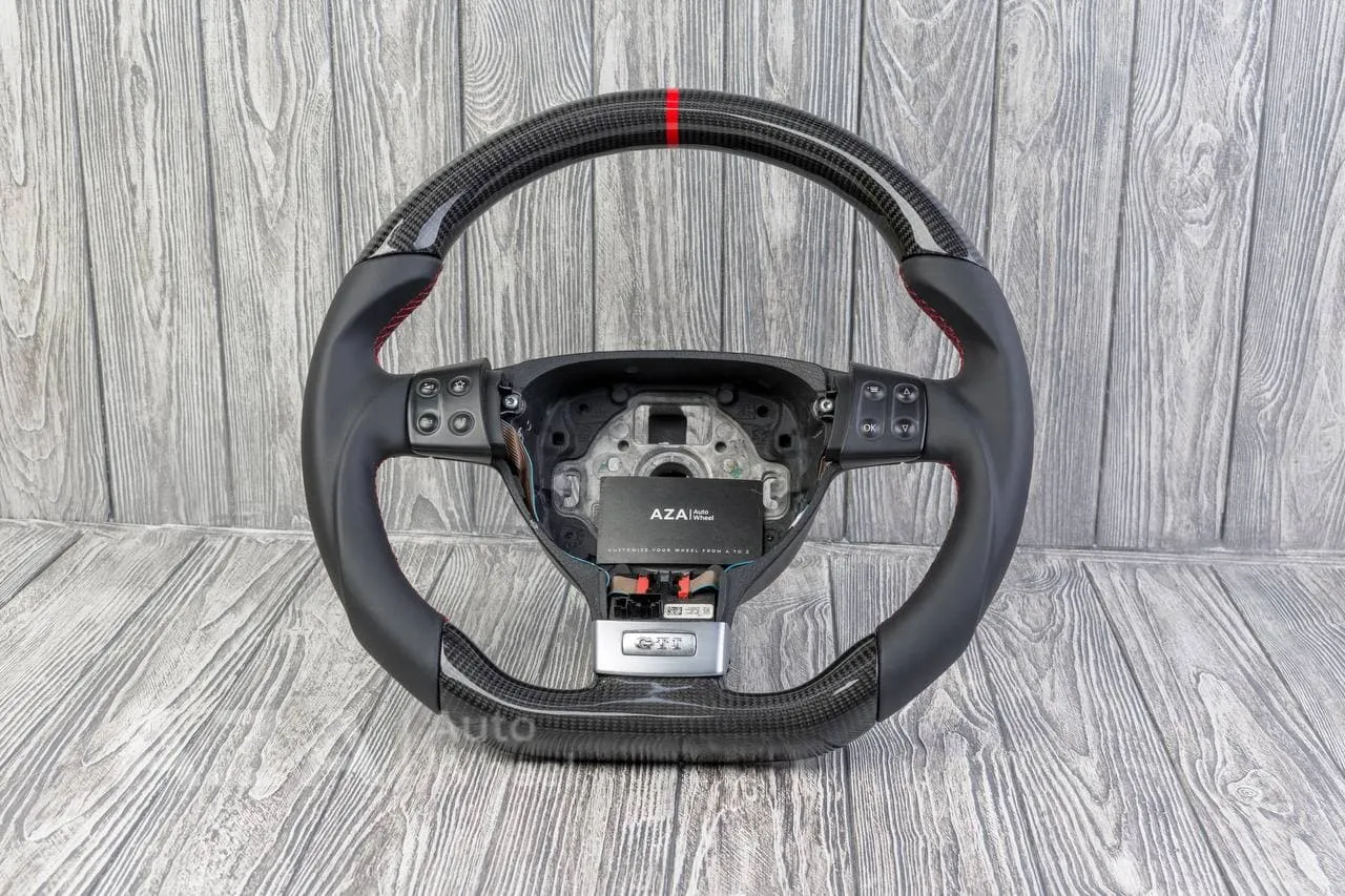 Custom Steering wheel Volkswagen MK5 GTI 2005-2009 Carbon fiber/Napa/Red stripe