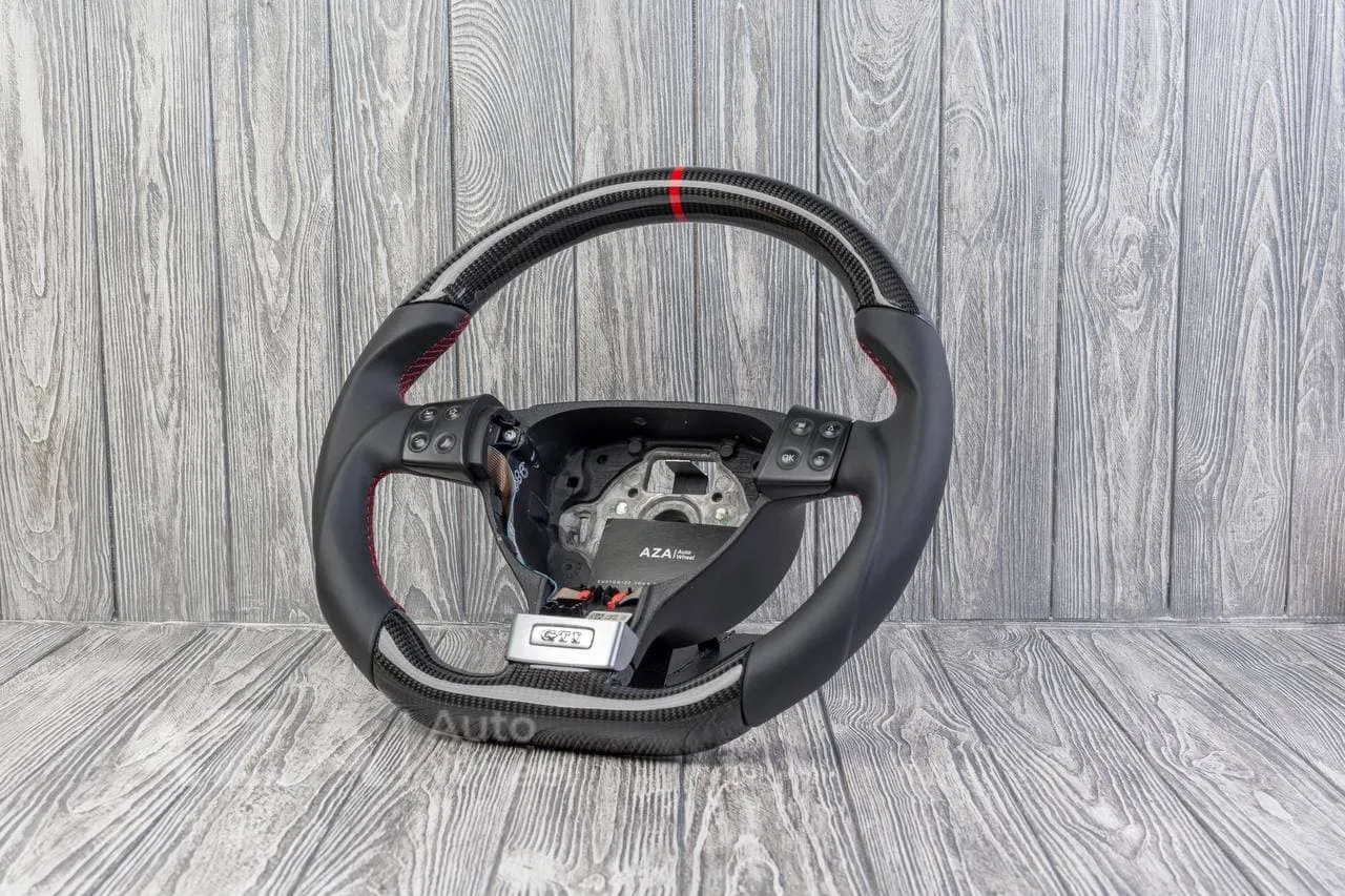 Custom Steering wheel Volkswagen MK5 GTI 2005-2009 Carbon fiber/Napa/Red stripe - Image 3