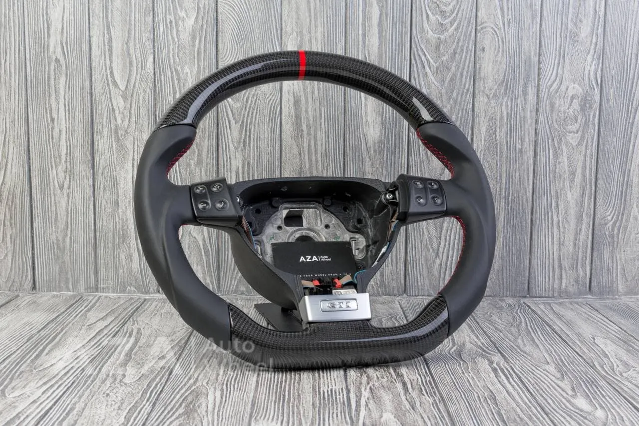 Custom Steering wheel Volkswagen MK5 GTI 2005-2009 Carbon fiber/Napa/Red stripe - Image 5
