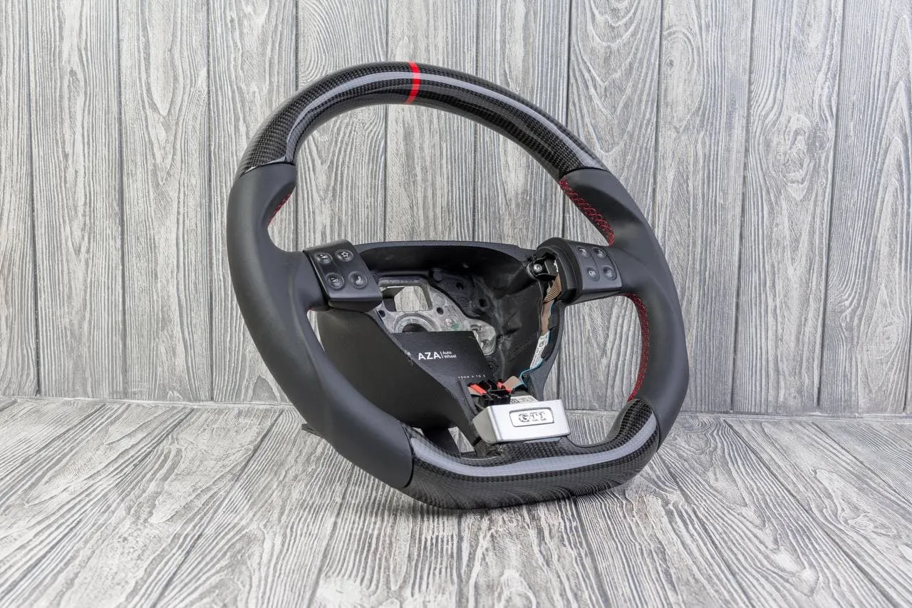 Custom Steering wheel Volkswagen MK5 GTI 2005-2009 Carbon fiber/Napa/Red stripe - Image 6
