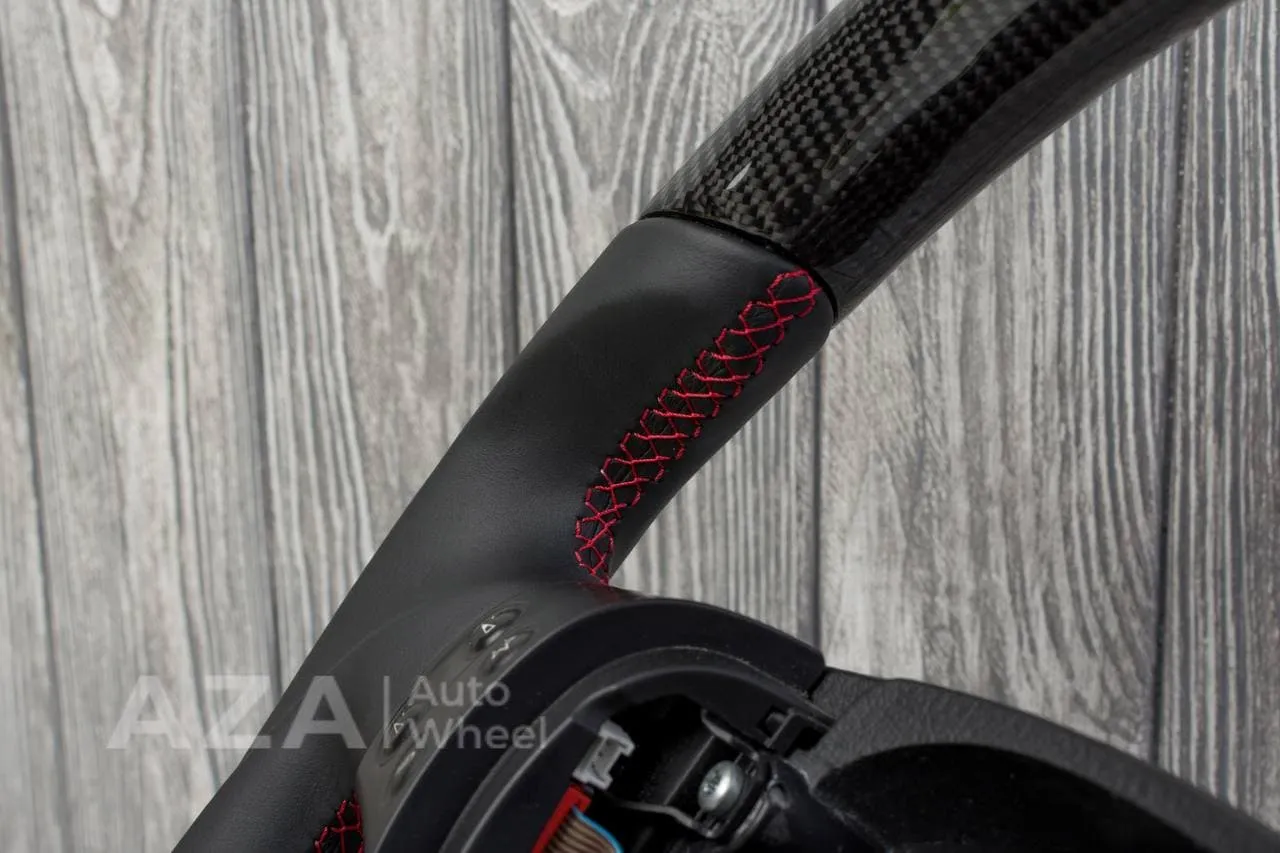 Custom Steering wheel Volkswagen MK5 GTI 2005-2009 Carbon fiber/Napa/Red stripe - Image 12