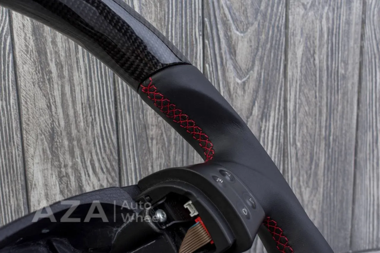 Custom Steering wheel Volkswagen MK5 GTI 2005-2009 Carbon fiber/Napa/Red stripe - Image 13