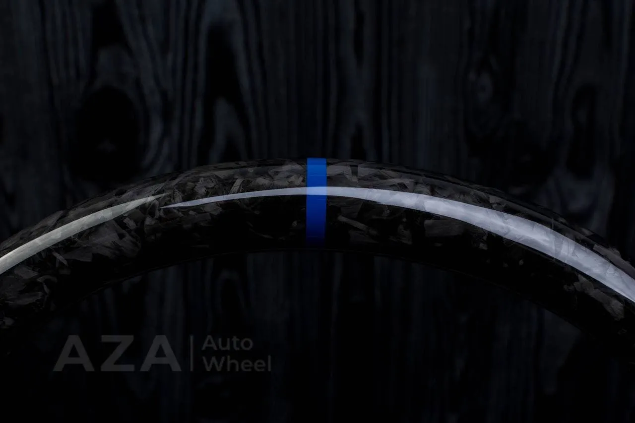 Custom Steering wheel DODGE RAM Dakota 2ND GEN 1998-2002 Forged carbon/Napa italian leather/Blue stripe - Image 7