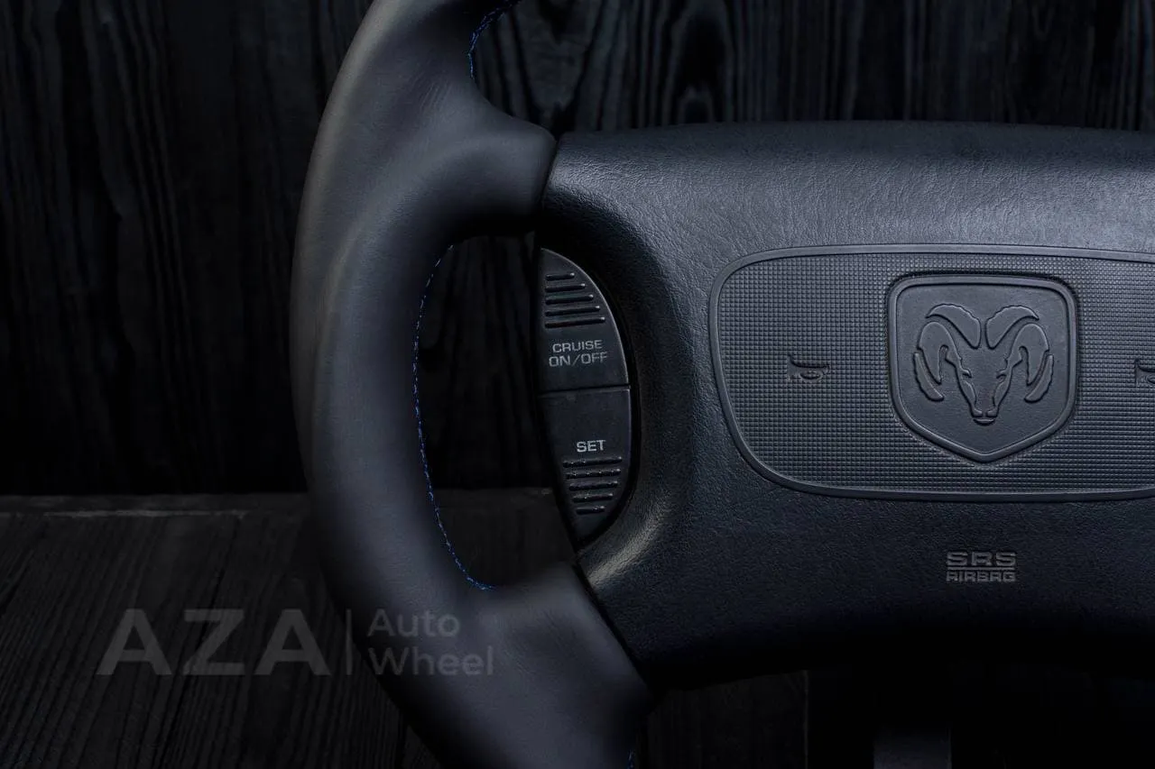 Custom Steering wheel DODGE RAM Dakota 2ND GEN 1998-2002 Forged carbon/Napa italian leather/Blue stripe - Image 10