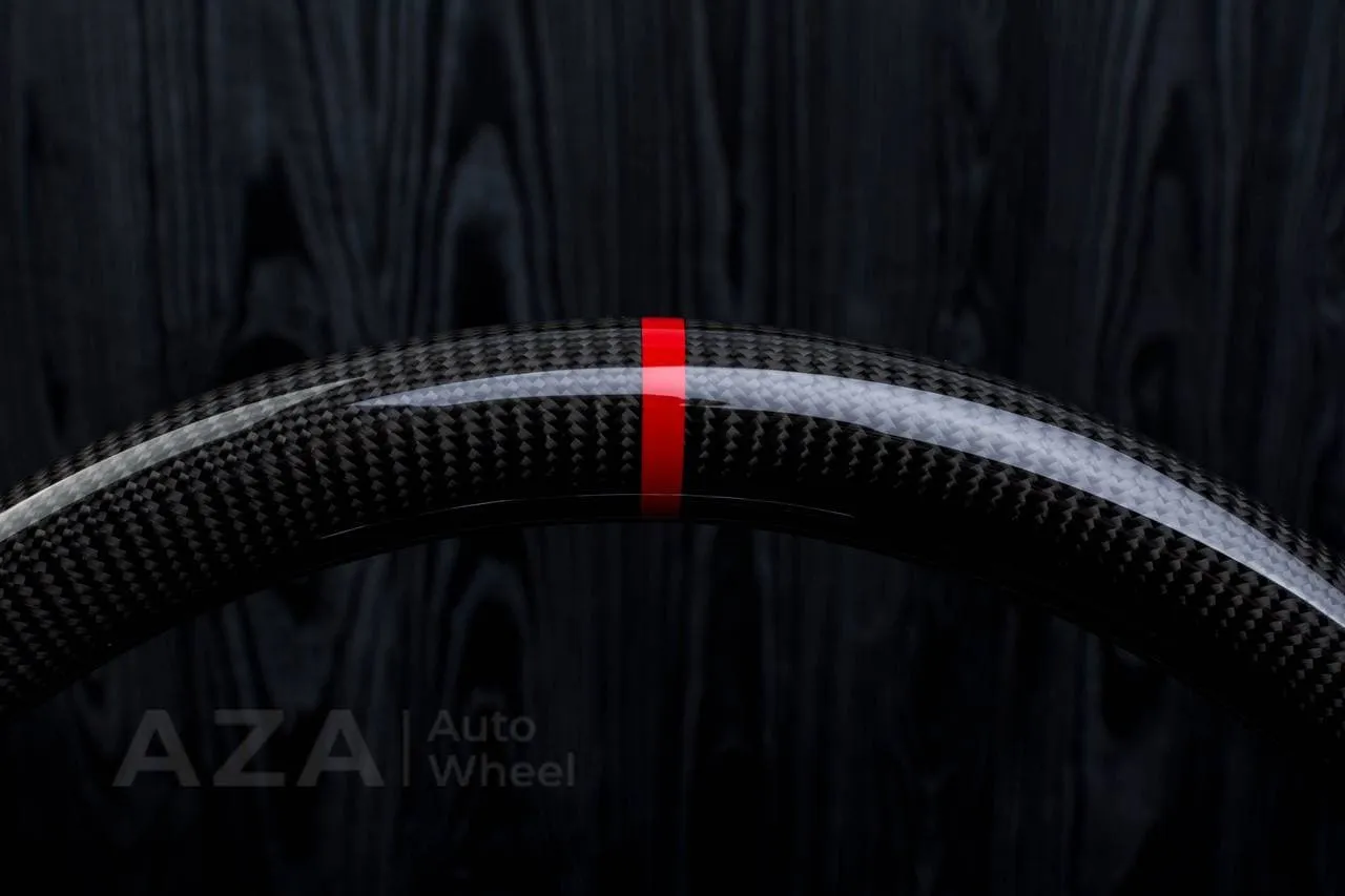 Steering wheel Dodge Ram 1500/2500/3500 2010-2018 Flat bottom,Non heated Napa/Carbon fiber/Red stripe - Image 7