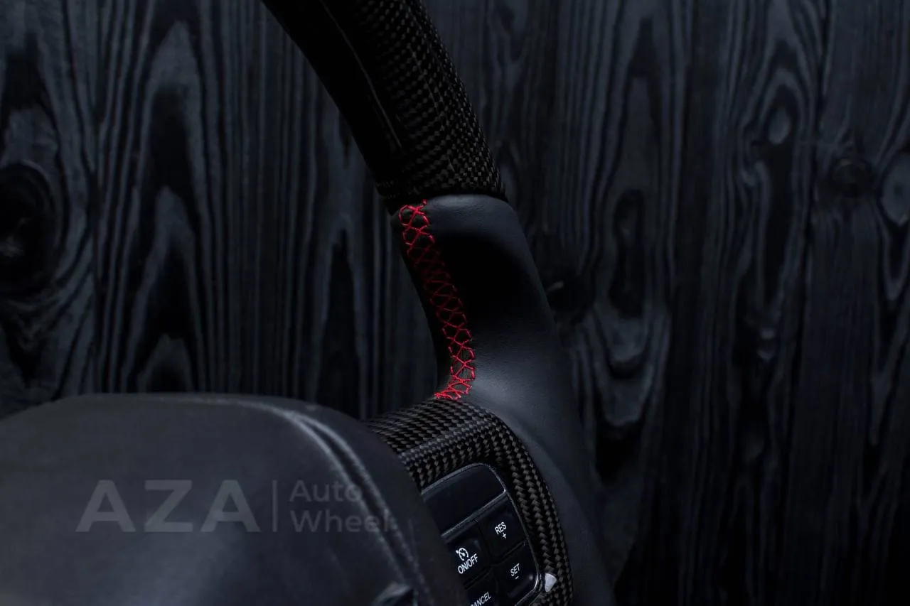 Steering wheel Dodge Ram 1500/2500/3500 2010-2018 Flat bottom,Non heated Napa/Carbon fiber/Red stripe - Image 9