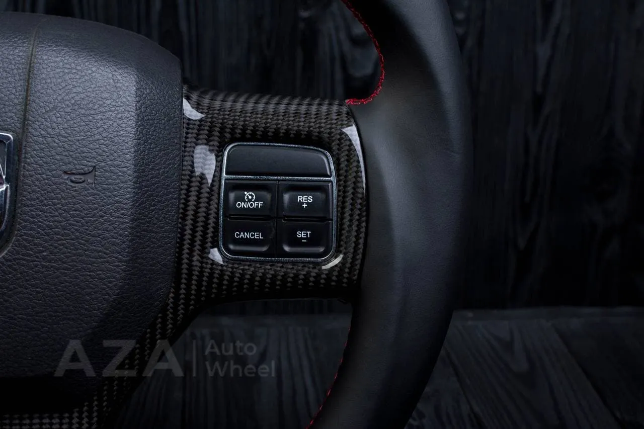 Steering wheel Dodge Ram 1500/2500/3500 2010-2018 Flat bottom,Non heated Napa/Carbon fiber/Red stripe - Image 12