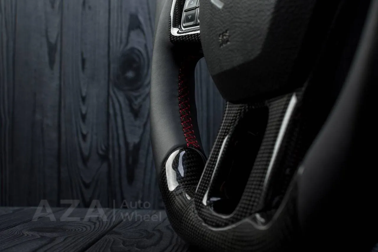 Steering wheel Dodge Ram 1500/2500/3500 2010-2018 Flat bottom,Non heated Napa/Carbon fiber/Red stripe - Image 14