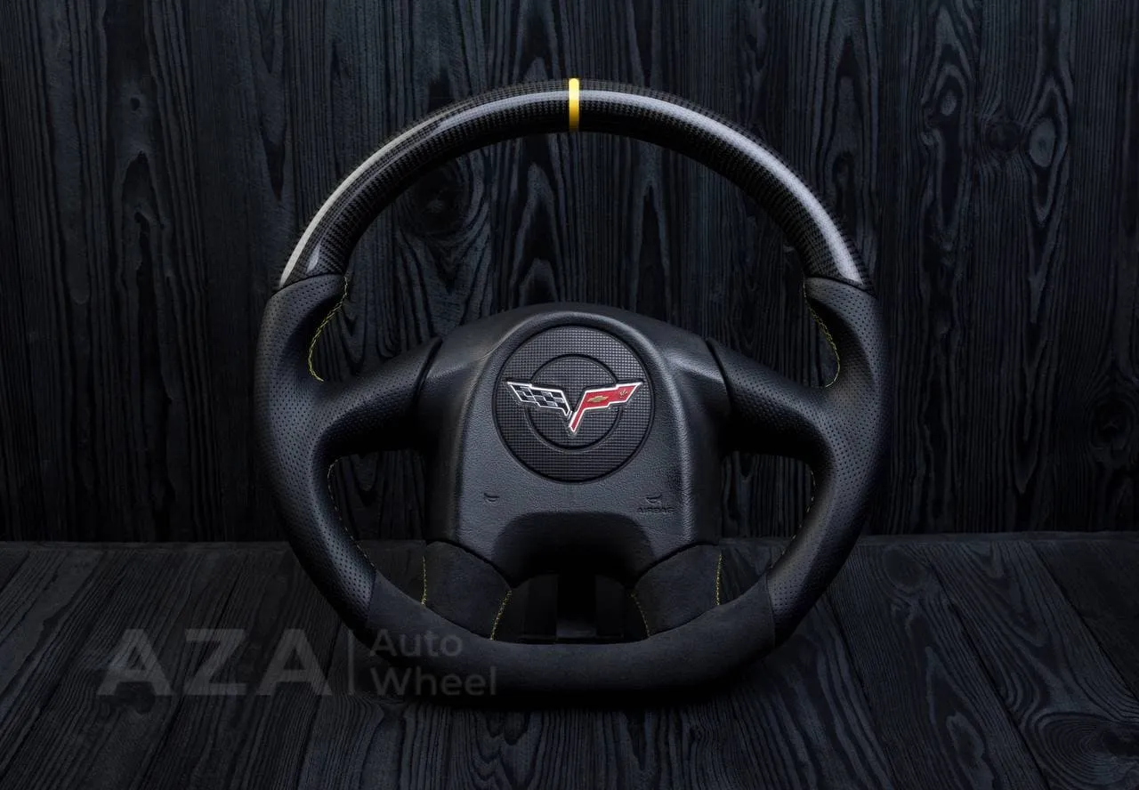 Steering wheel 2005 Corvette Carbon fiber/Napa/Alcantara/Yellow stripe
