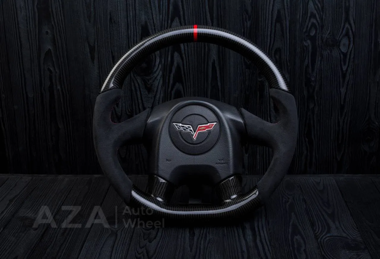 Steering wheel 2005 Corvette C6 Carbon fiber/Alcantara/Red stripe