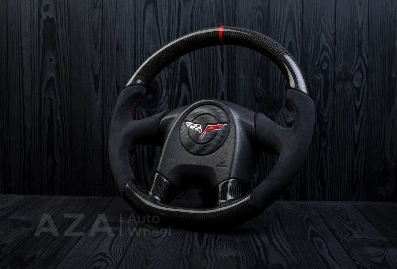 Steering wheel 2005 Corvette C6 Carbon fiber/Alcantara/Red stripe - Image 3