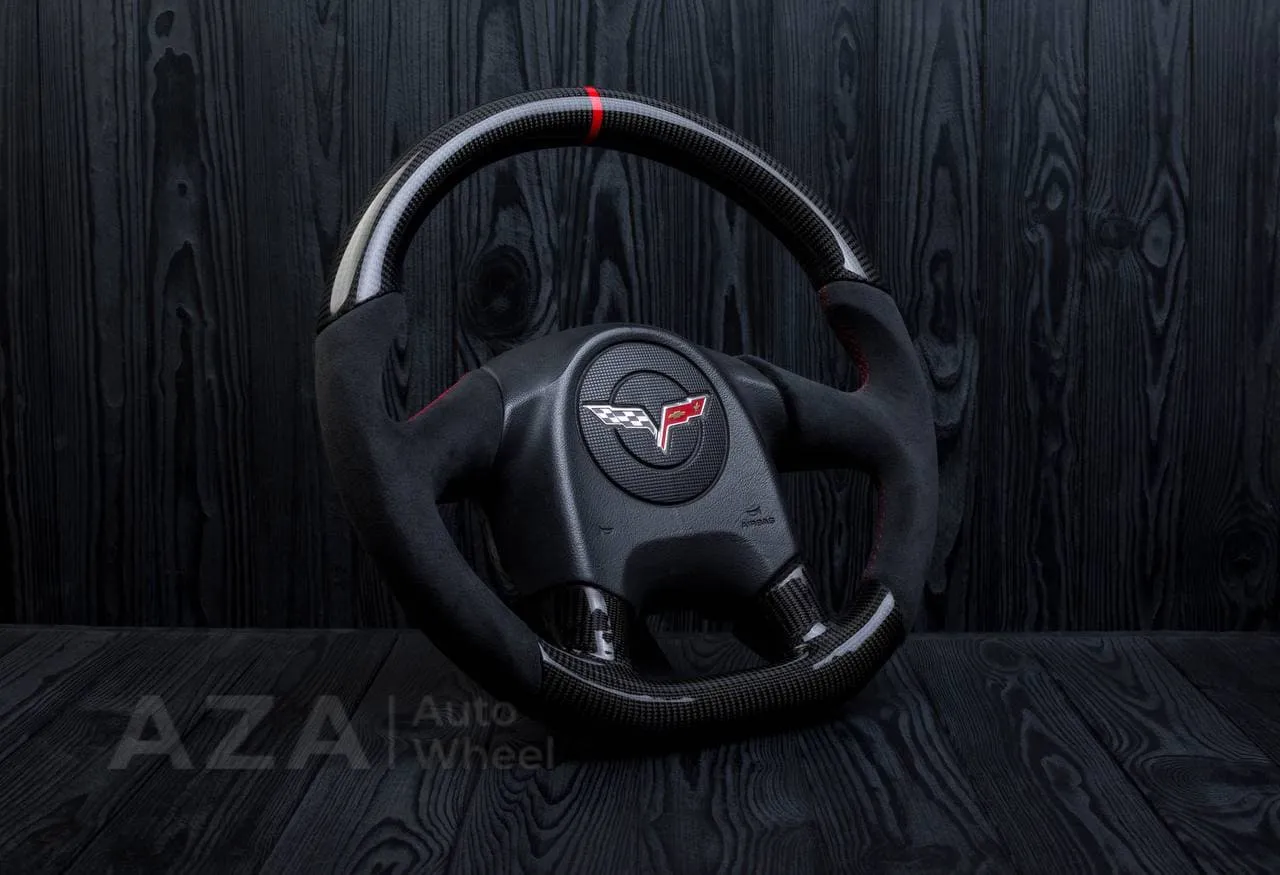 Steering wheel 2005 Corvette C6 Carbon fiber/Alcantara/Red stripe - Image 6