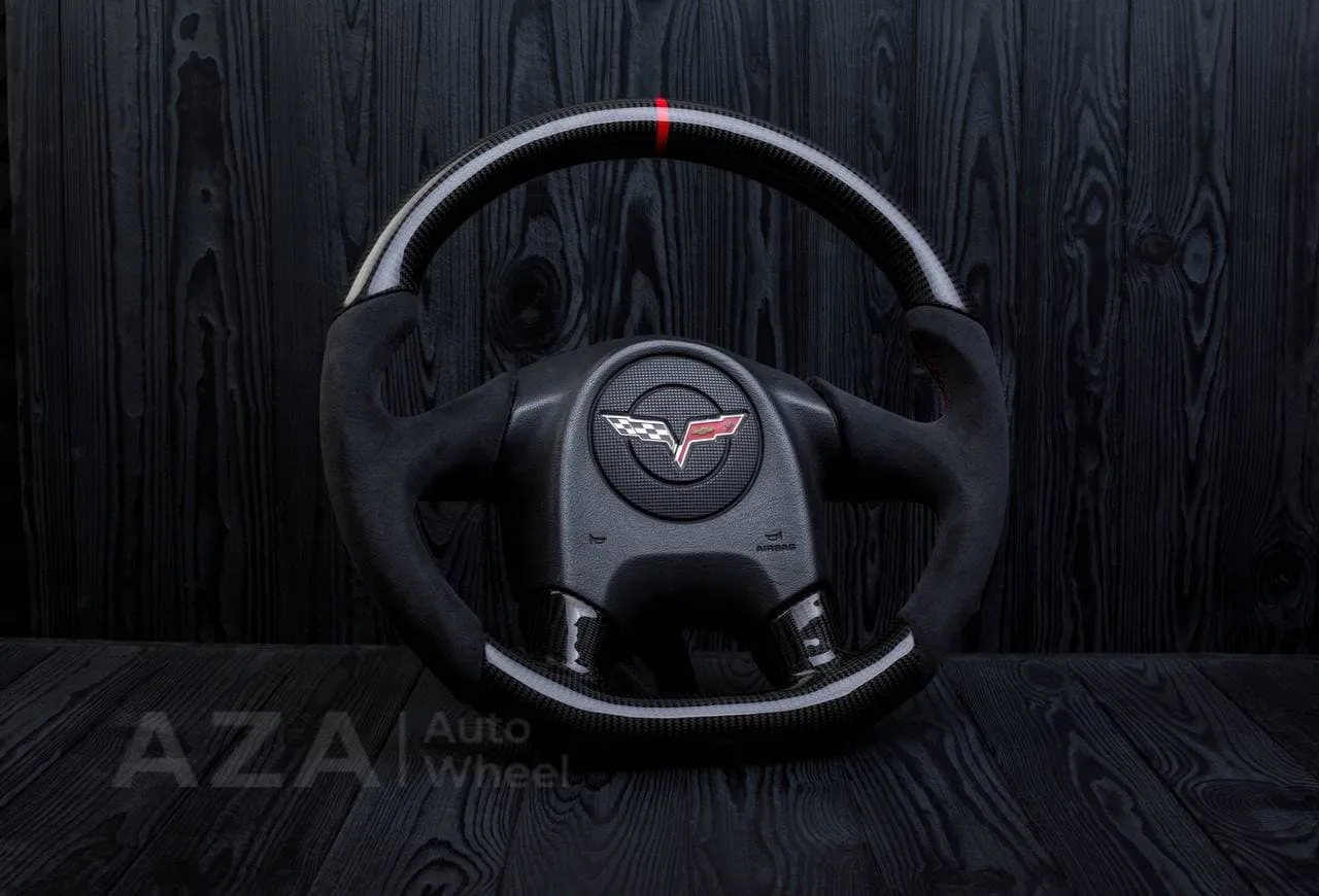 Steering wheel 2005 Corvette C6 Carbon fiber/Alcantara/Red stripe - Image 5