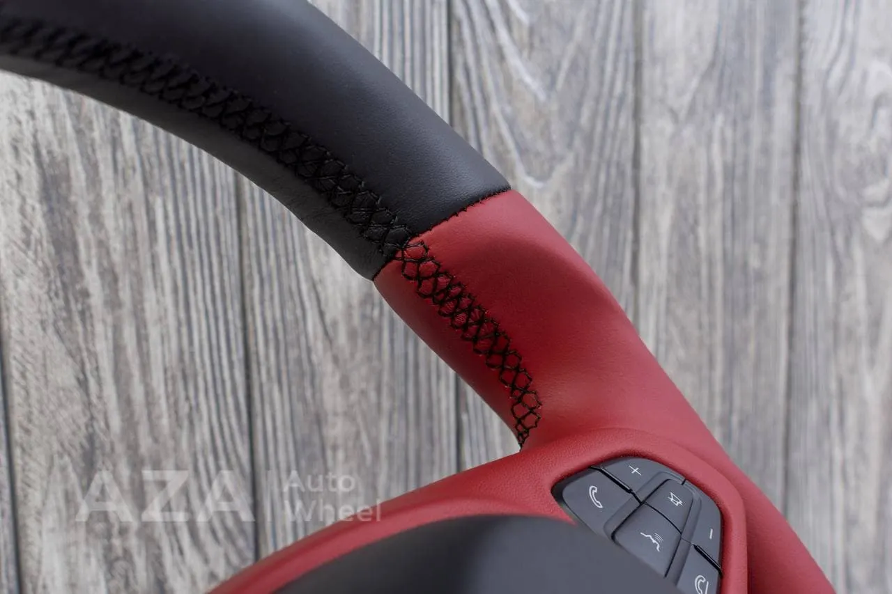 Steering Wheel Mercedes 2015+ C class E class GLC GLE CLA CLS CLASS Napa/Red stripe - Image 9