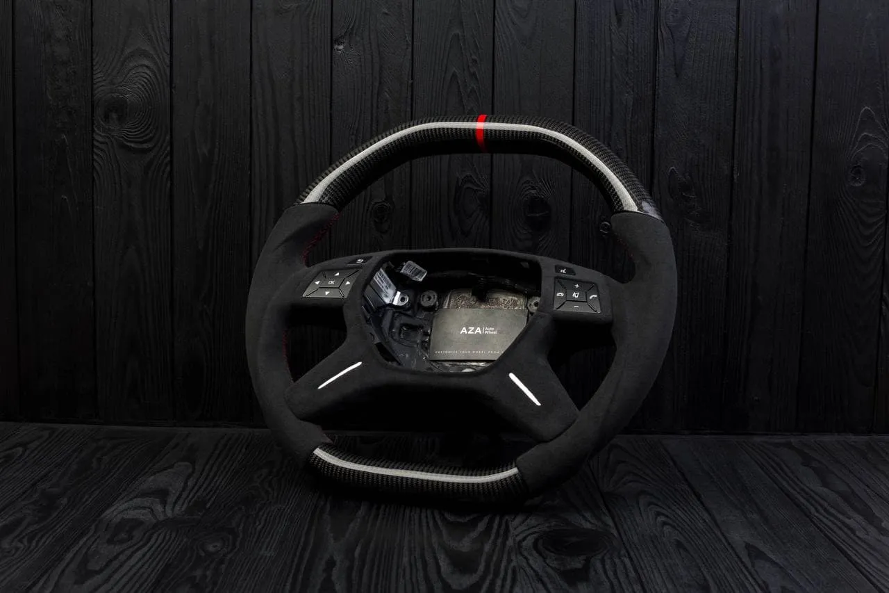Steering Wheel Mercedes G63 ML63 GL550 GL63 ML550 ML350 AMG Custom сarbon fiber/Alcantara/Red stripe - Image 3