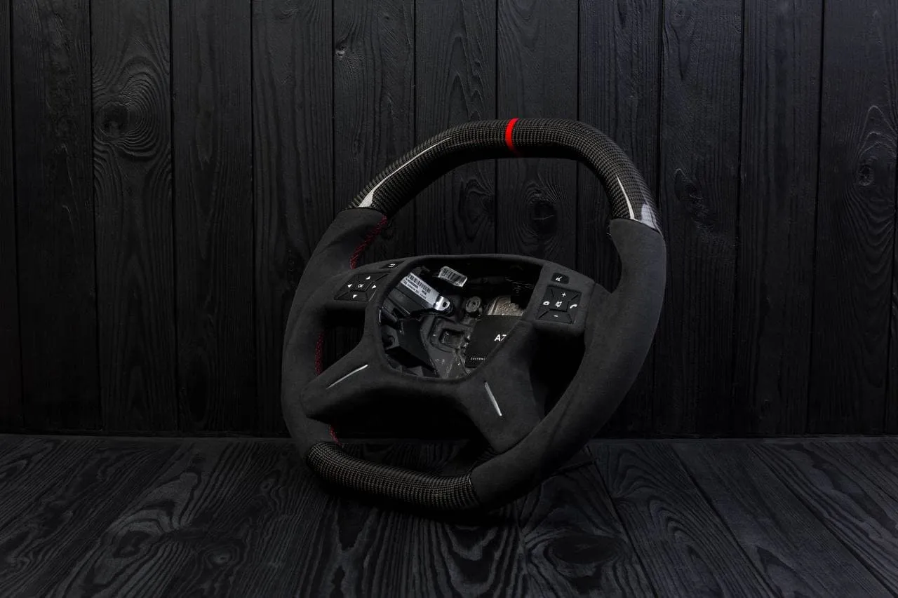 Steering Wheel Mercedes G63 ML63 GL550 GL63 ML550 ML350 AMG Custom сarbon fiber/Alcantara/Red stripe - Image 4