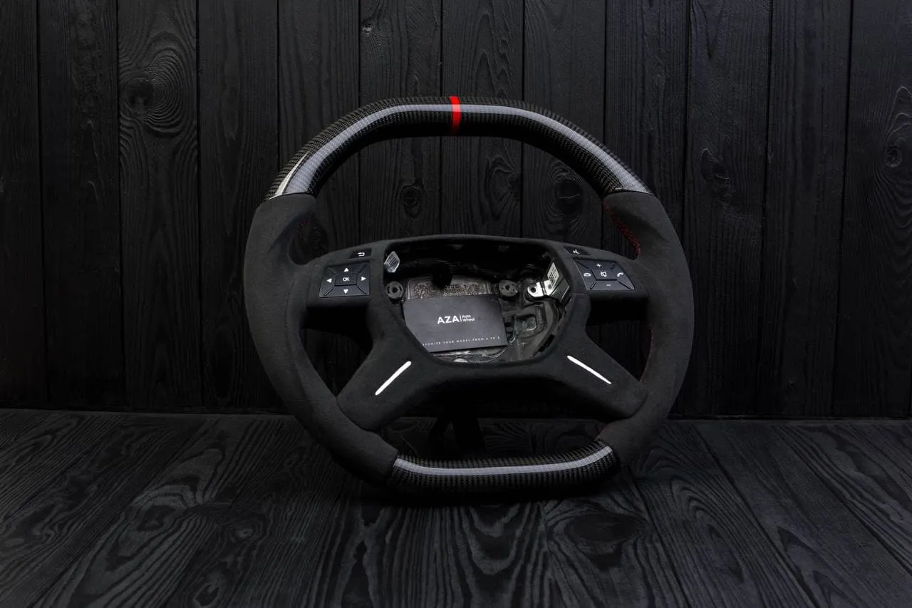 Steering Wheel Mercedes G63 ML63 GL550 GL63 ML550 ML350 AMG Custom сarbon fiber/Alcantara/Red stripe - Image 5