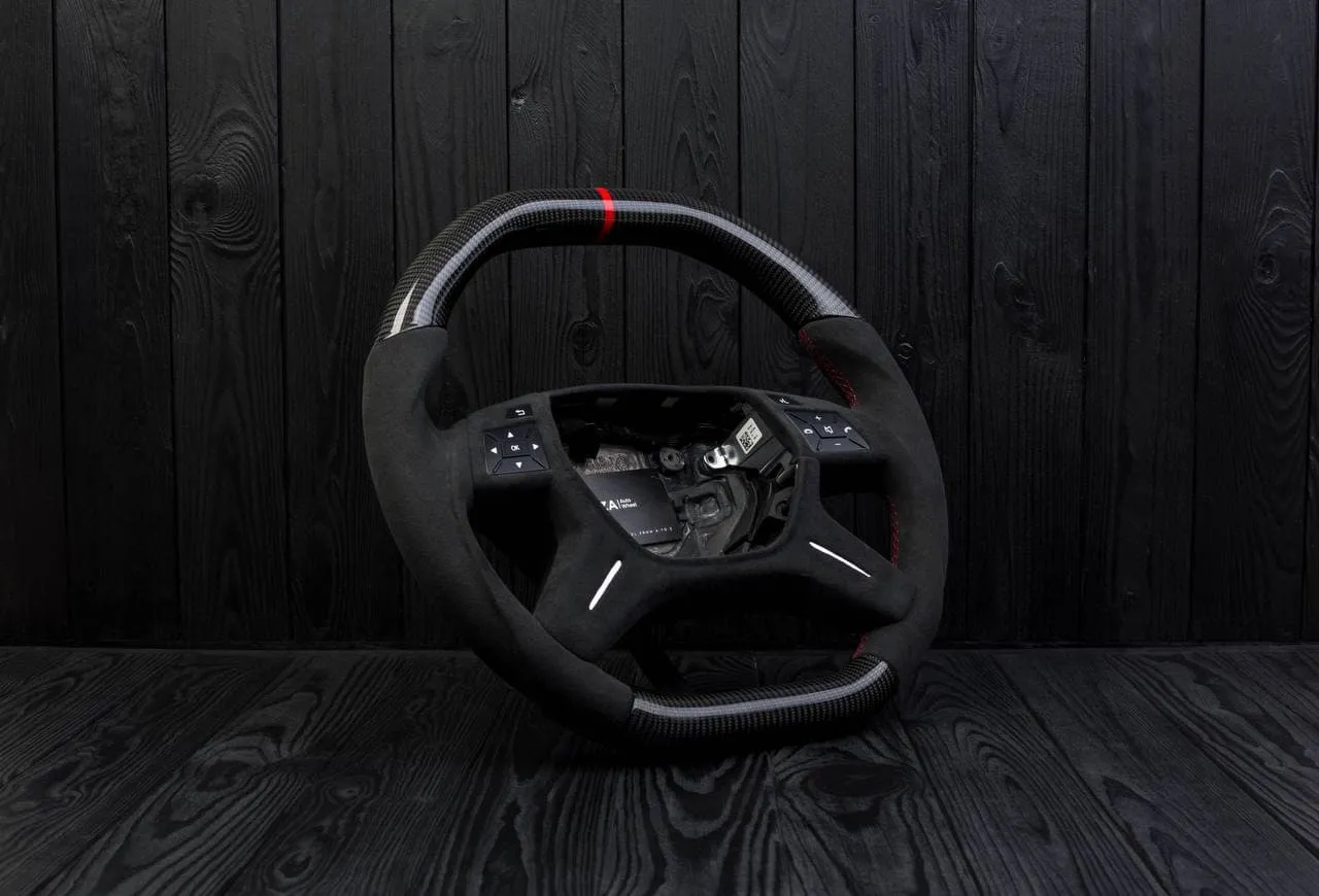 Steering Wheel Mercedes G63 ML63 GL550 GL63 ML550 ML350 AMG Custom сarbon fiber/Alcantara/Red stripe - Image 6
