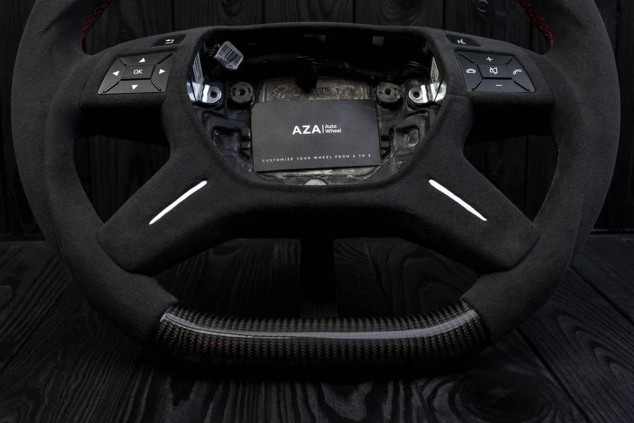 Steering Wheel Mercedes G63 ML63 GL550 GL63 ML550 ML350 AMG Custom сarbon fiber/Alcantara/Red stripe - Image 10