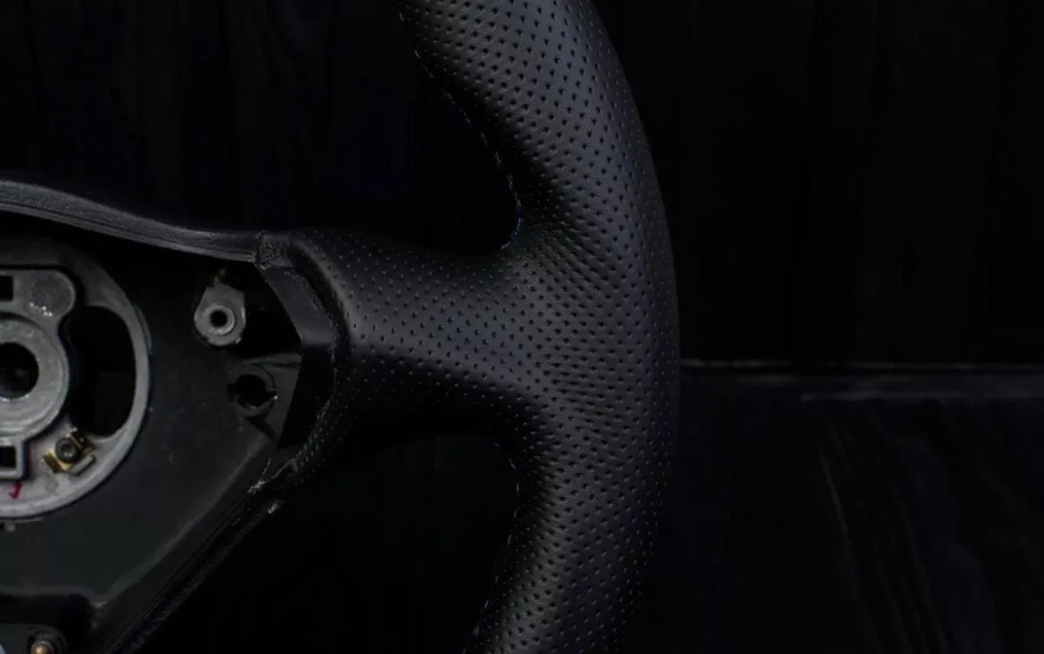 Steering wheel Porsche 986 Boxster 996 993 Carrera 911 TURBO Custom flat bottom Perforated leather/Napa/Blue stripe - Image 7