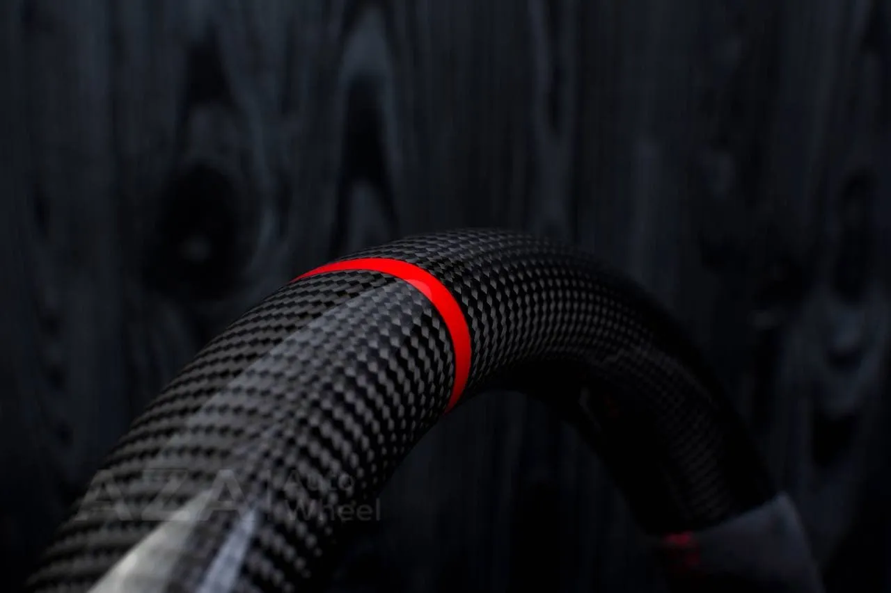 Steering wheel AUDI A3, A4, A6, A7, A8, S LINE 2011-2018 Carbon fiber/Alcantara/Red stripe - Image 8