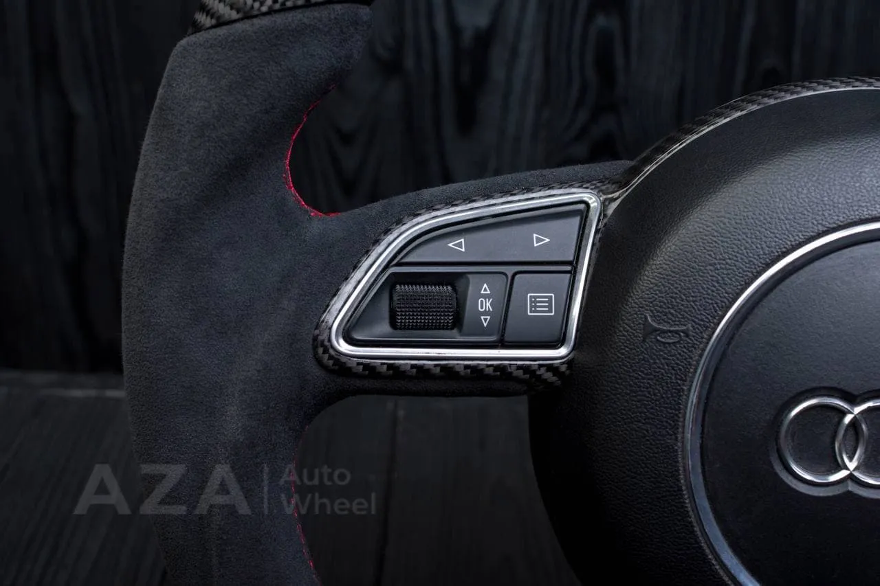 Steering wheel AUDI A3, A4, A6, A7, A8, S LINE 2011-2018 Carbon fiber/Alcantara/Red stripe - Image 12