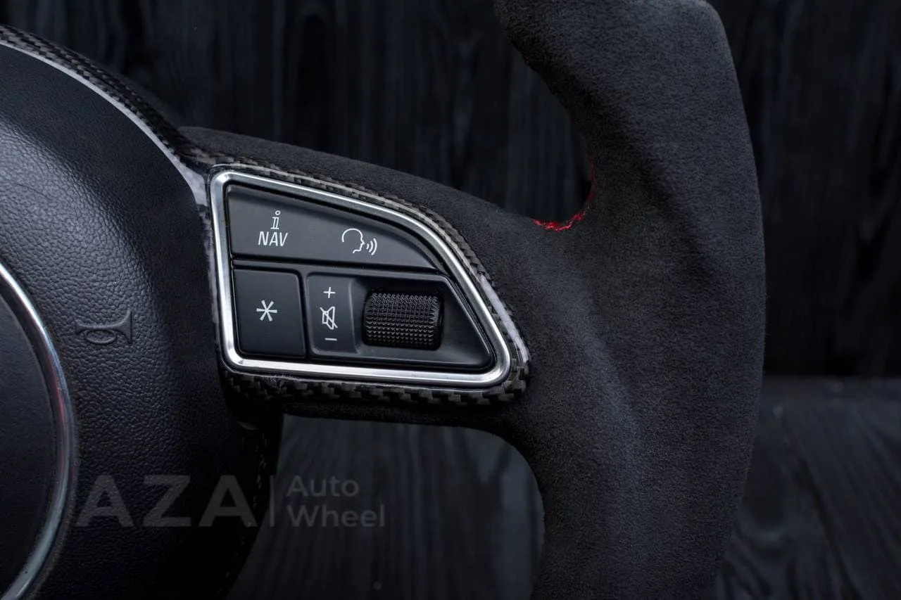Steering wheel AUDI A3, A4, A6, A7, A8, S LINE 2011-2018 Carbon fiber/Alcantara/Red stripe - Image 13