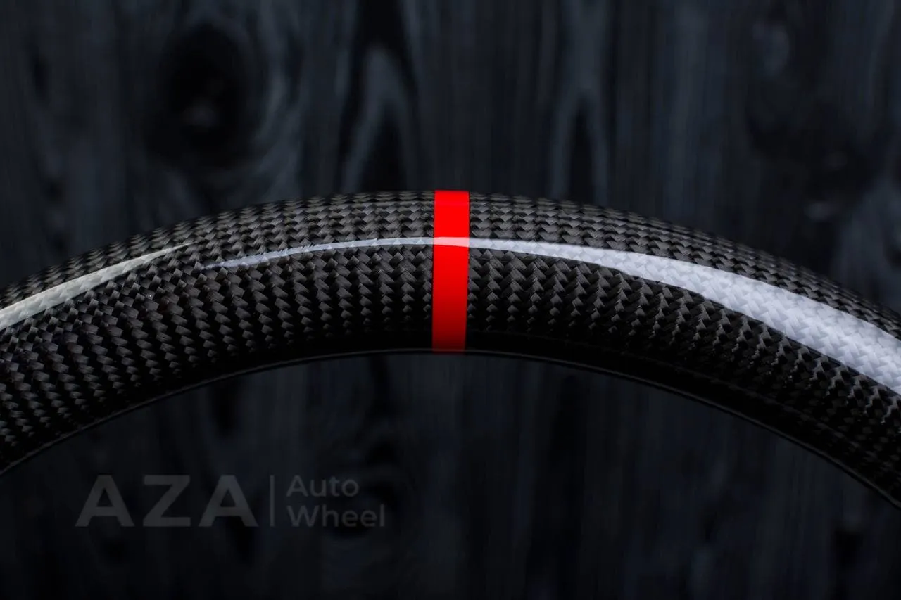 Steering wheel Chevrolet Corvette 2012-2013 Flat bottom Carbon fiber/Alcantara/Red stripe - Image 7