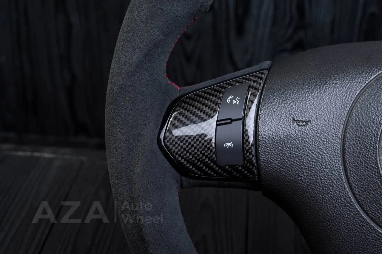 Steering wheel Chevrolet Corvette 2012-2013 Flat bottom Carbon fiber/Alcantara/Red stripe - Image 10