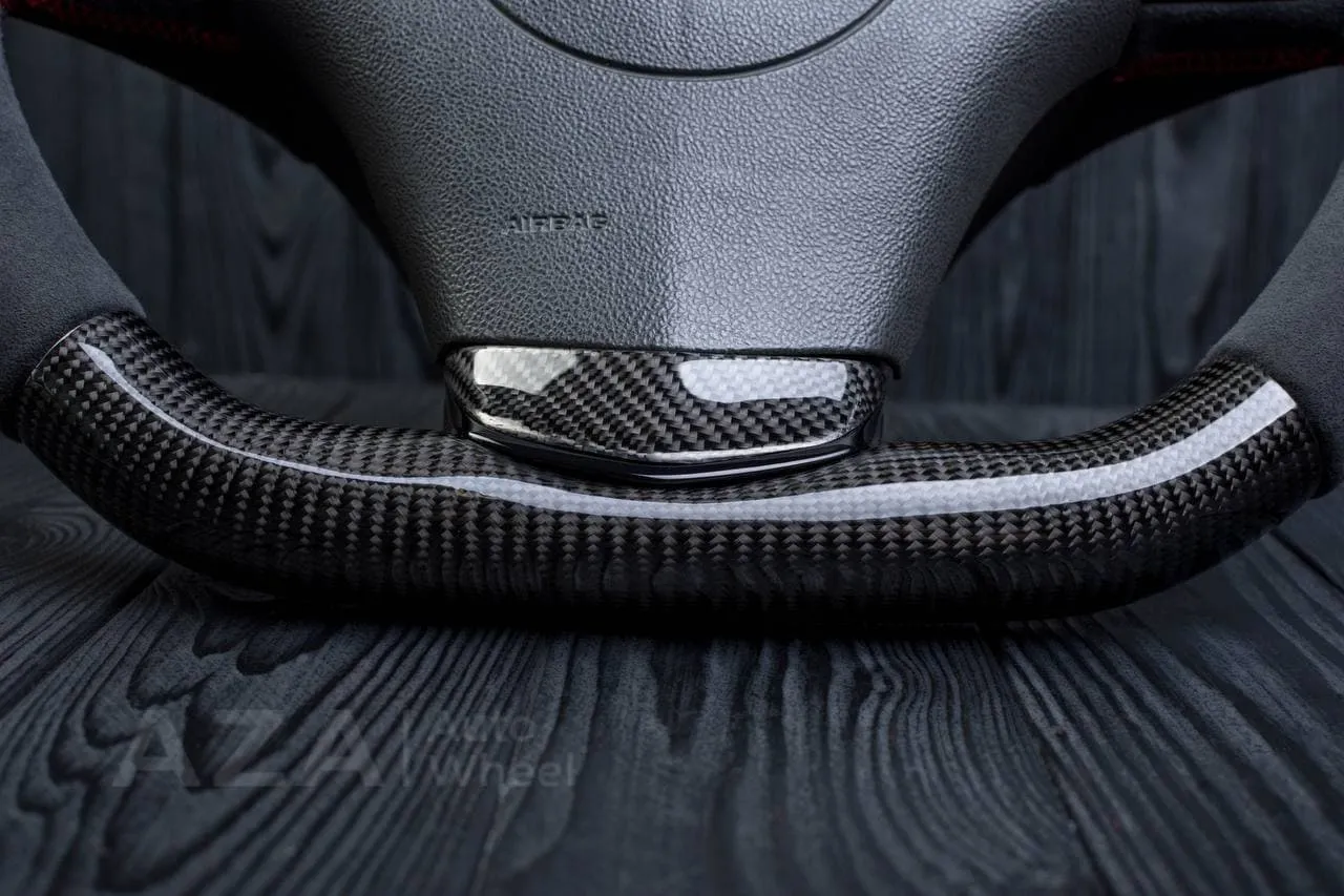 Steering wheel Chevrolet Corvette 2012-2013 Flat bottom Carbon fiber/Alcantara/Red stripe - Image 12