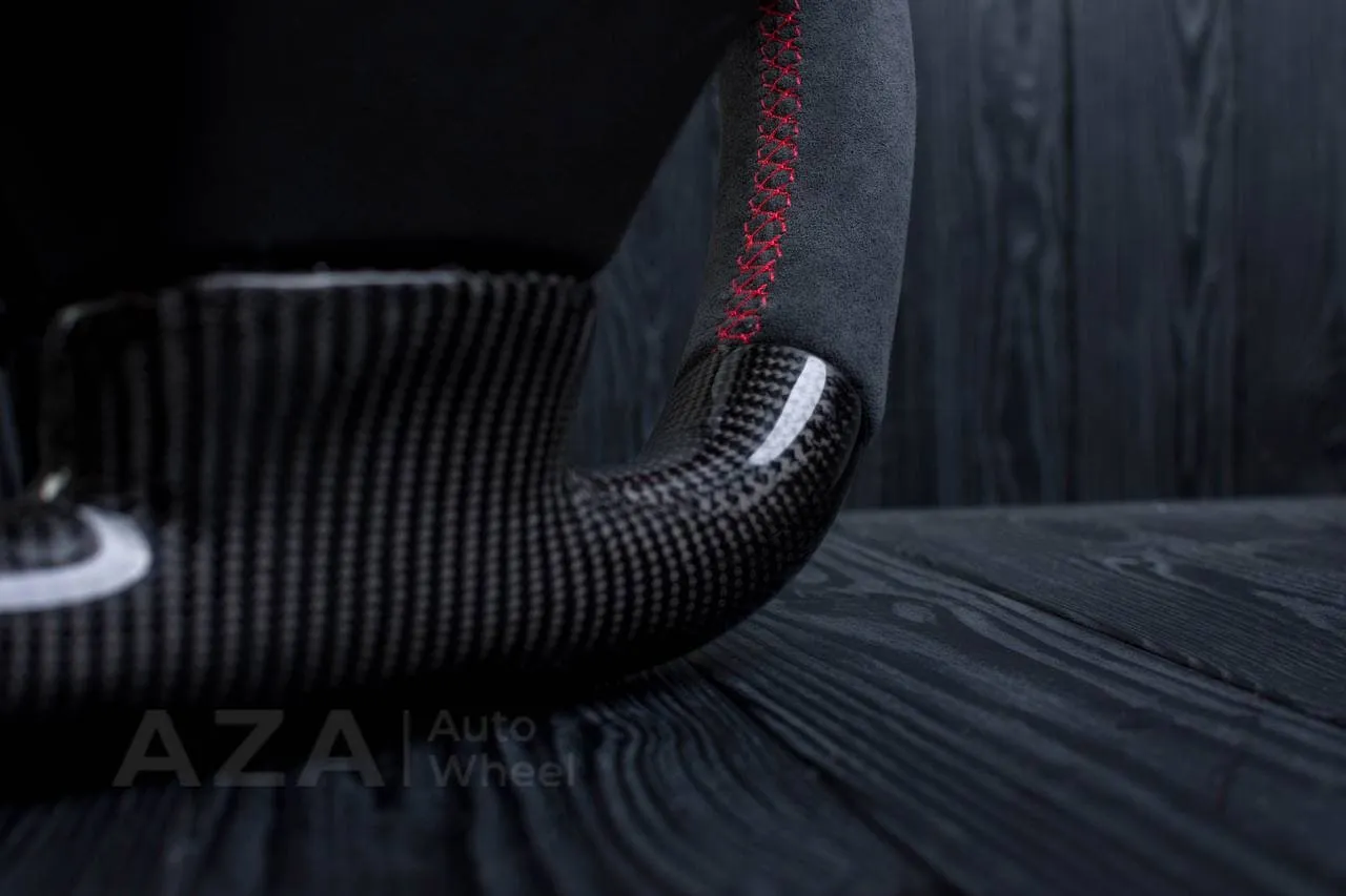 Steering wheel Chevrolet Corvette 2012-2013 Flat bottom Carbon fiber/Alcantara/Red stripe - Image 13
