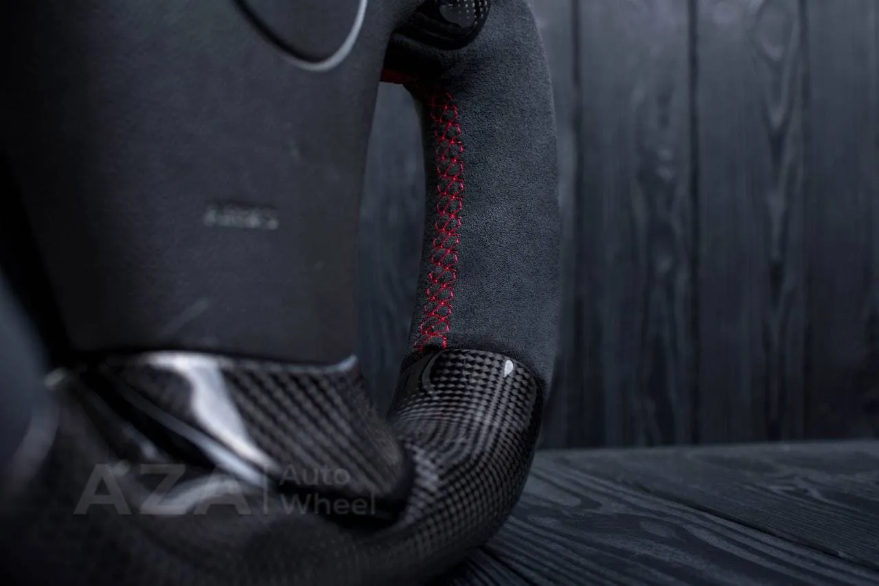 Steering wheel Chevrolet Corvette 2012-2013 Flat bottom Carbon fiber/Alcantara/Red stripe - Image 14