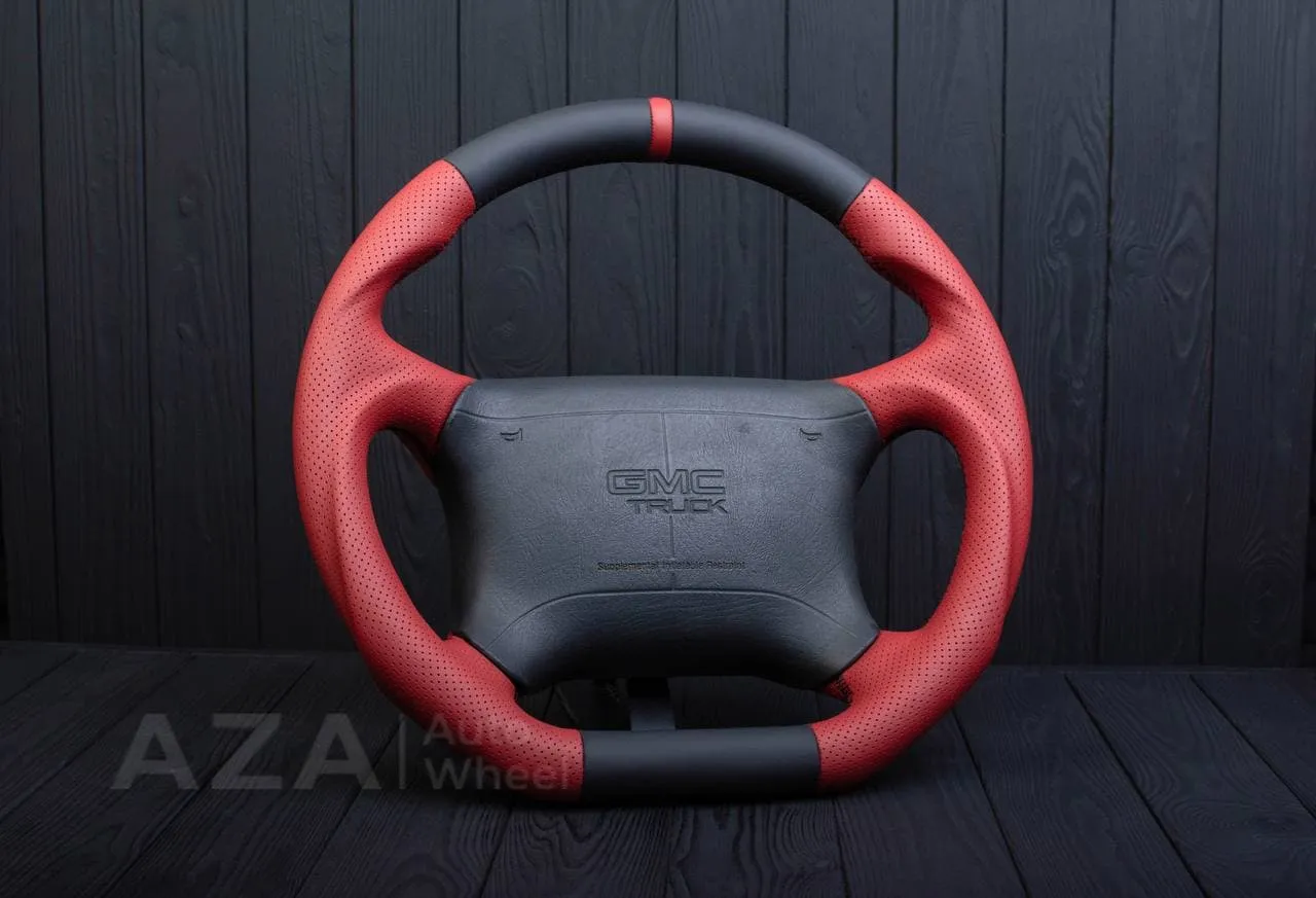 Steering wheel GM, Tahoe, Silverado, Sierra truck (1995-1997) Napa/Perforated leather/Red stripe - Image 2