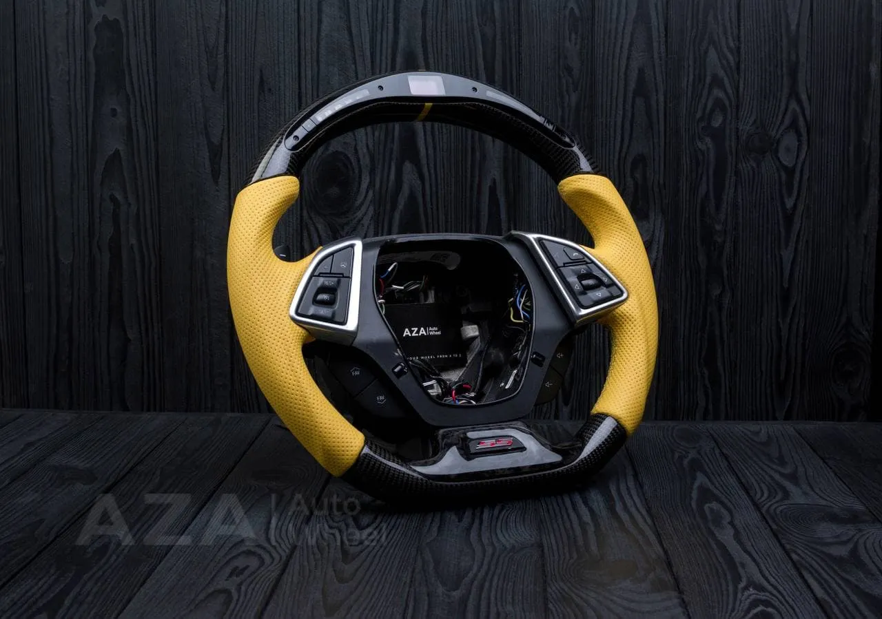 Steering wheel Chevrolet Camaro 2016+ Carbon fiber/Forged Carbon ZL1/SS trim/Perforated leather/Led screen - Image 3