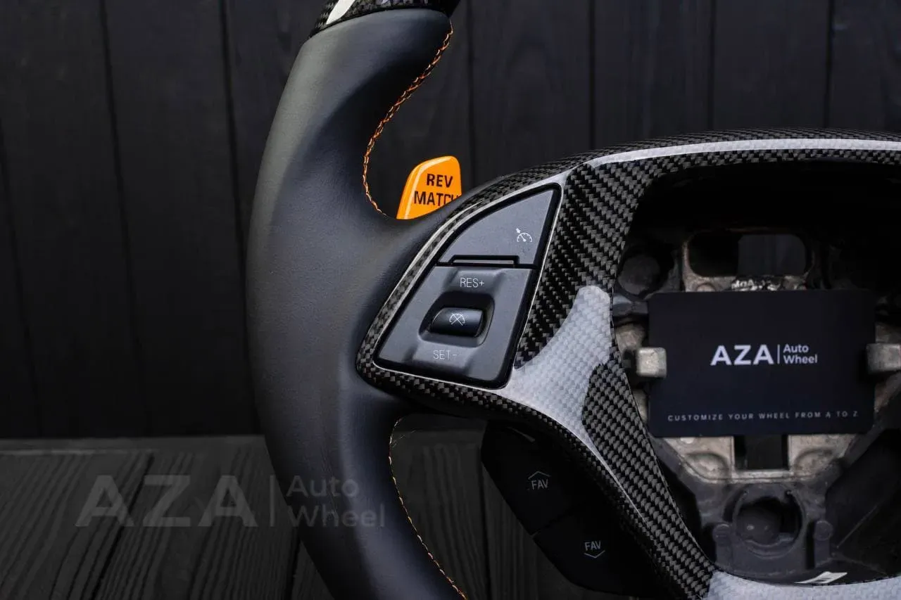 Steering wheel Chevrolet Corvette C7 2014-2019 Flat top and flat bottom,any color stripe and stitch and Rev match or +- paddles. Carbon fiber/Napa/Yellow stripe - Image 7