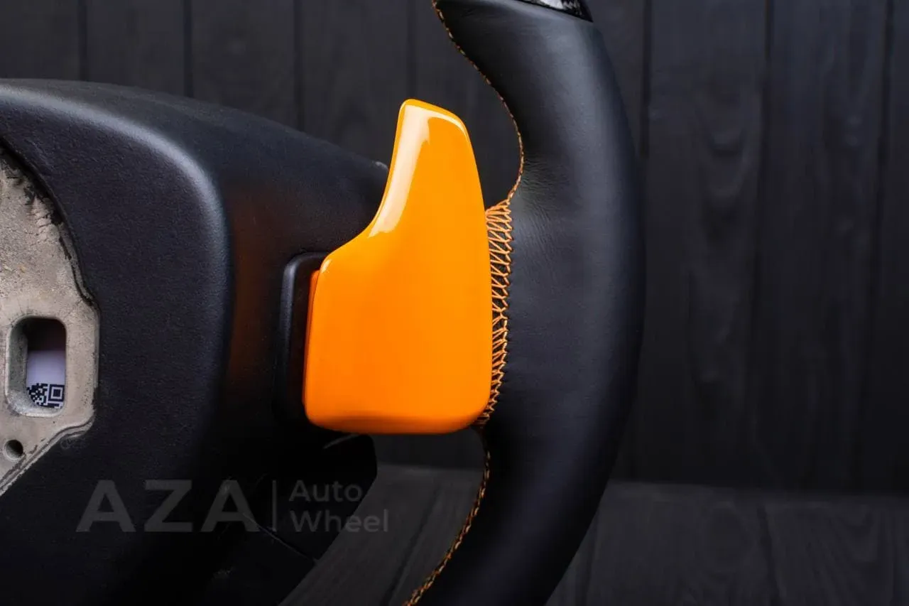 Steering wheel Chevrolet Corvette C7 2014-2019 Flat top and flat bottom,any color stripe and stitch and Rev match or +- paddles. Carbon fiber/Napa/Yellow stripe - Image 14
