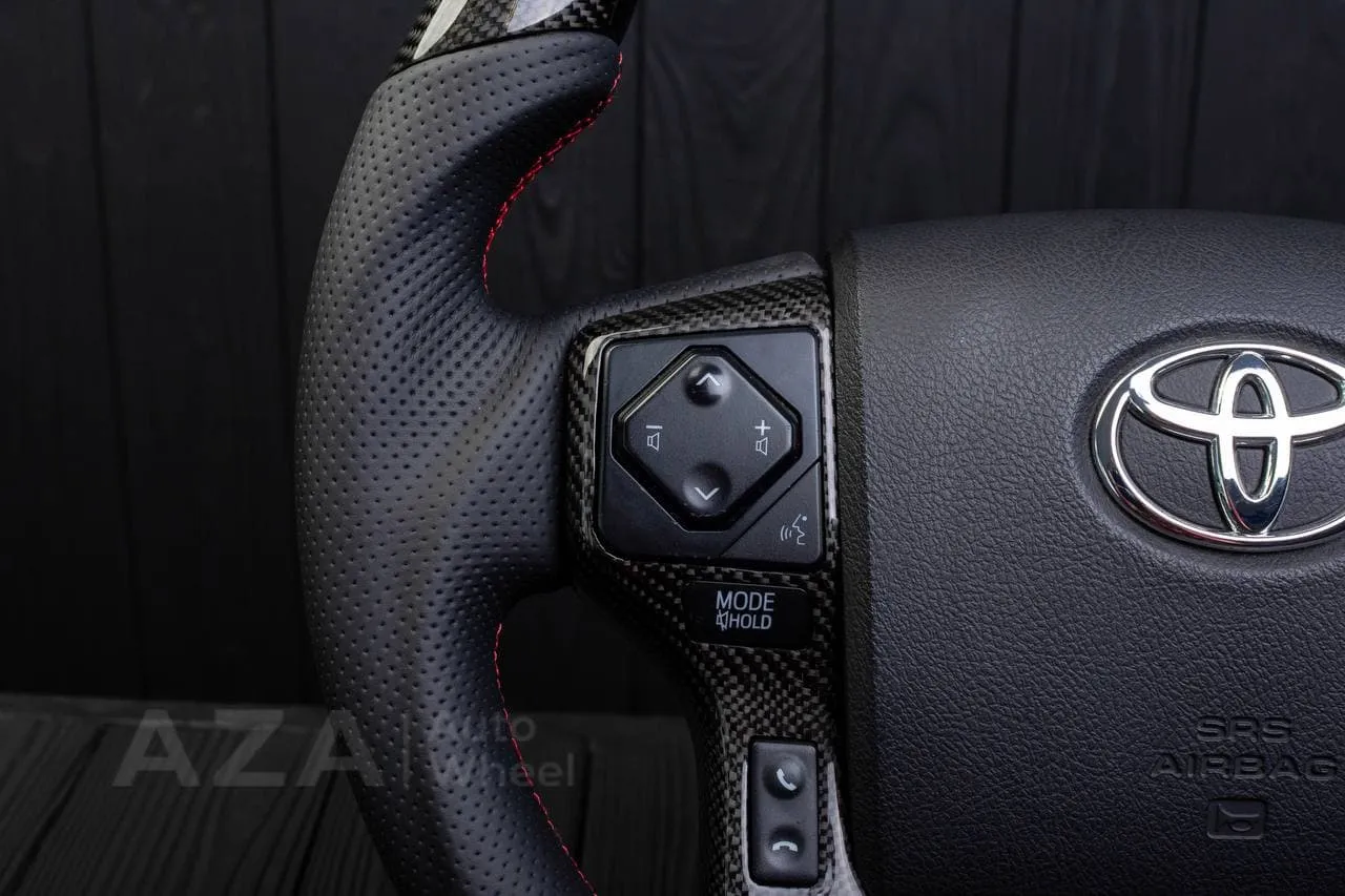 Steering wheel 2010+ Toyota 4Runner/Tacoma/Tundra/Sequoia Carbon fiber/Perforated leather/Red stripe - Image 6