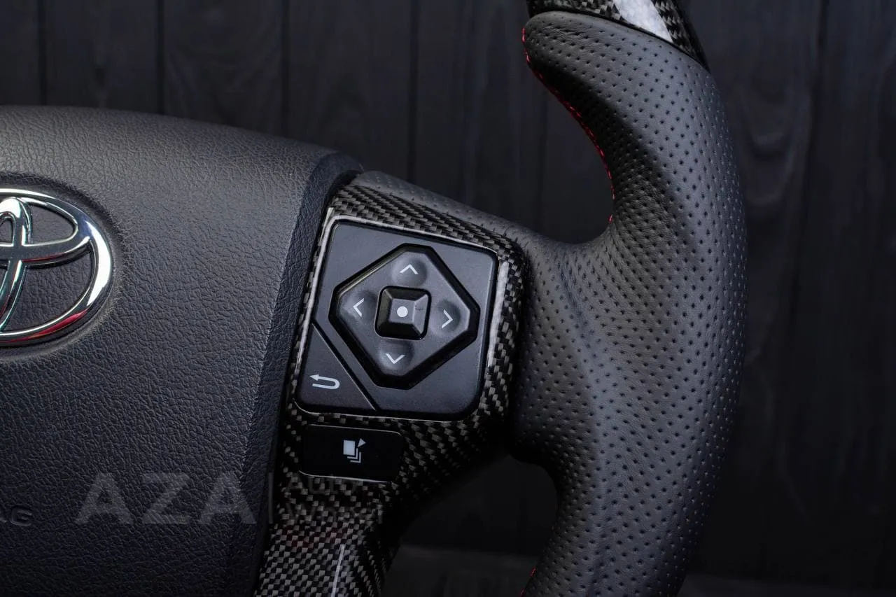 Steering wheel 2010+ Toyota 4Runner/Tacoma/Tundra/Sequoia Carbon fiber/Perforated leather/Red stripe - Image 7
