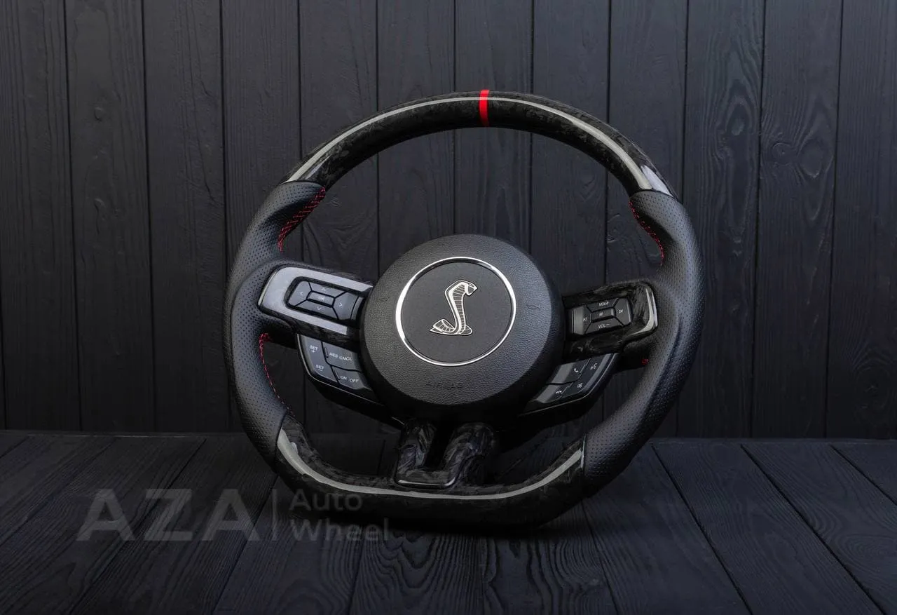 Steering wheel 2015+ Mustang Forged carbon fiber/Red details. (Less air bag/buttons) - Image 3
