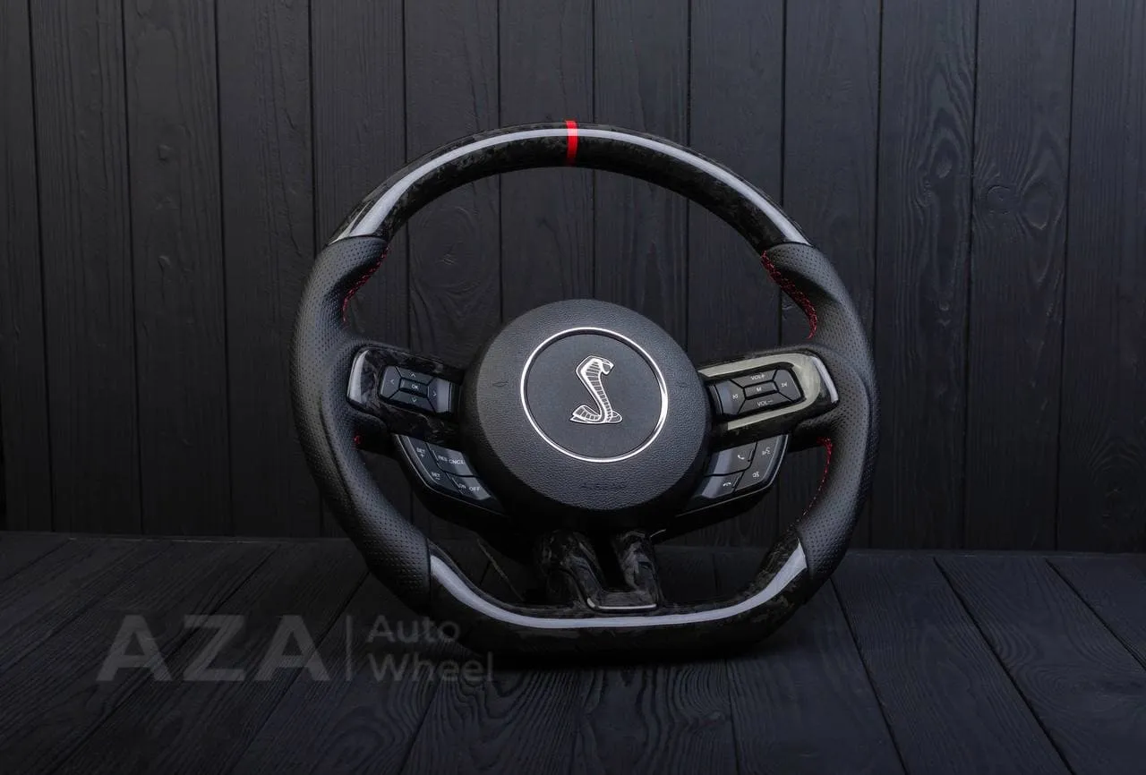 Steering wheel 2015+ Mustang Forged carbon fiber/Red details. (Less air bag/buttons) - Image 5