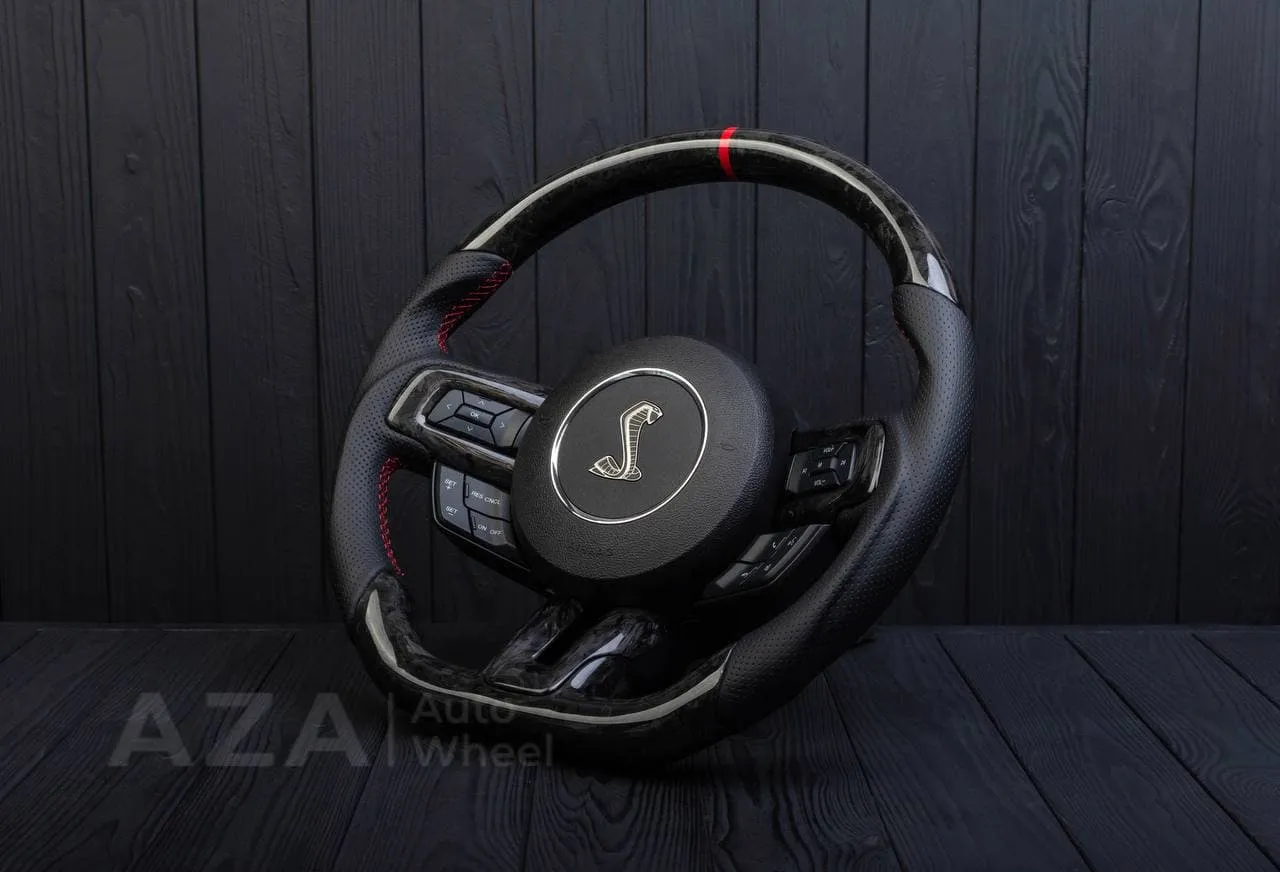 Steering wheel 2015+ Mustang Forged carbon fiber/Red details. (Less air bag/buttons) - Image 4