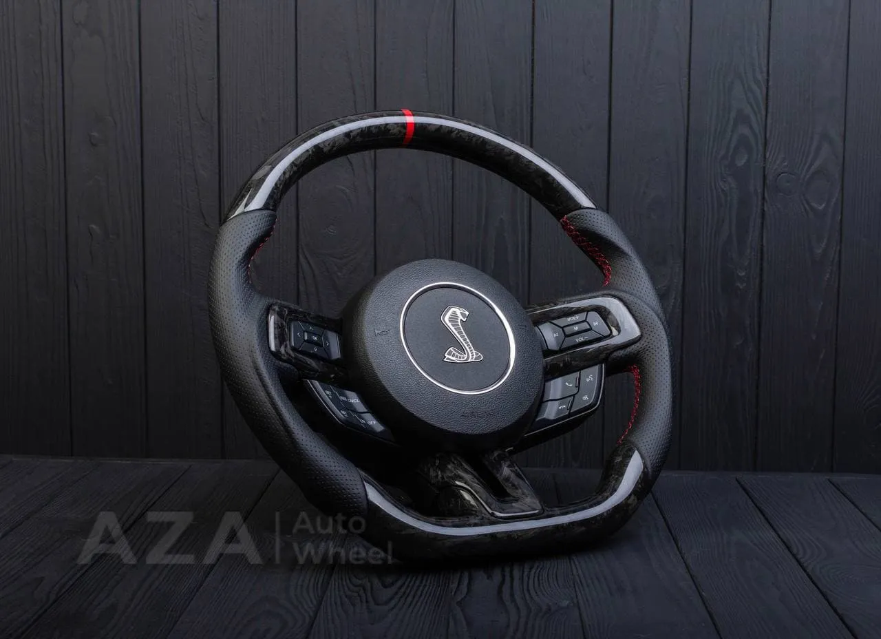Steering wheel 2015+ Mustang Forged carbon fiber/Red details. (Less air bag/buttons) - Image 6