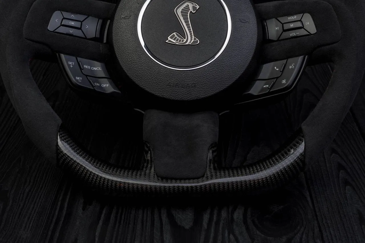 Steering wheel 2015+ Mustang custom unique carbon steering wheel + red details + alcantara trims and sides. (Less air bag/buttons) - Image 6