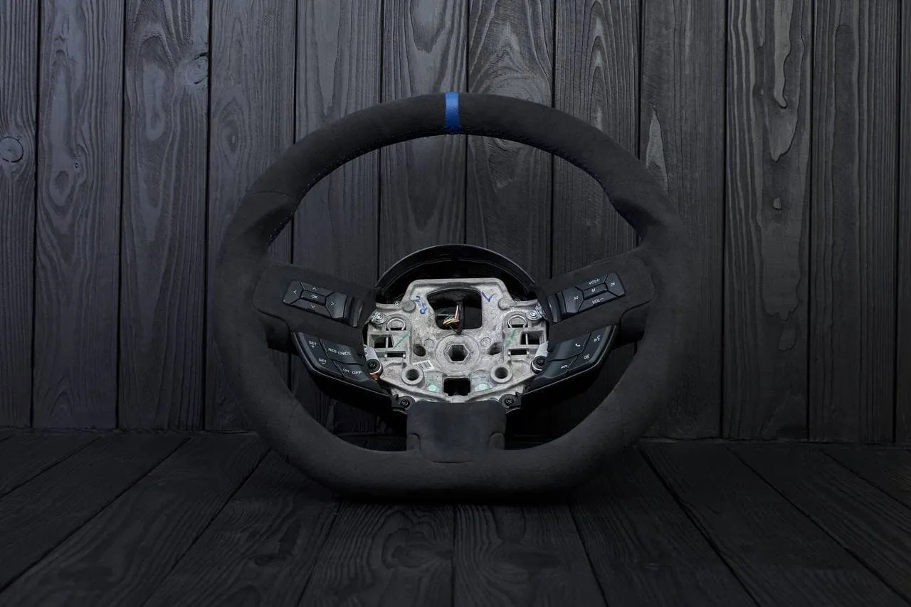 Steering wheel Mustang 2015+ Alcantara/Dark blue details (Less buttons)