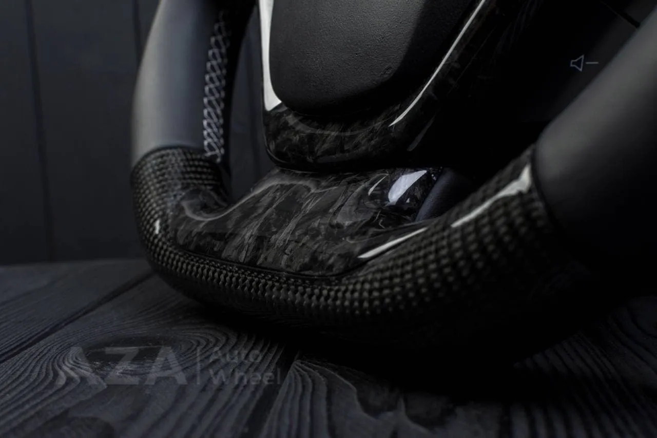 Steering wheel Chevrolet Corvette C7 2014-2019 Flat top and flat bottom,any color stripe and stitch and Rev match or +- paddles. Carbon fiber/Napa/Silver stripe - Image 10