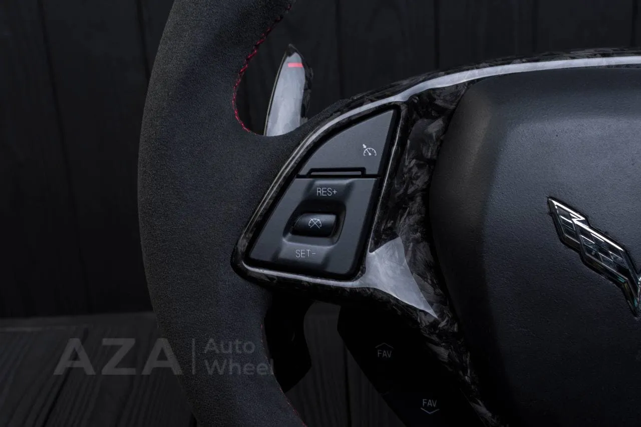Steering wheel Chevrolet Corvette C7 2014-2019 Jet style+ ,any color stripe and stitch and Rev match or +- paddles. Forged Carbon fiber/Alcantara - Image 10