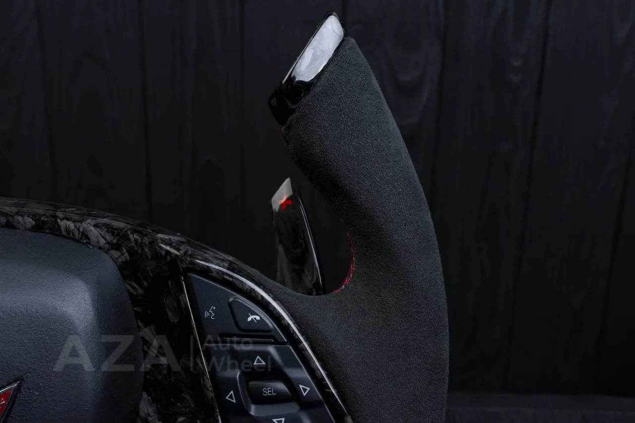Steering wheel Chevrolet Corvette C7 2014-2019 Jet style+ ,any color stripe and stitch and Rev match or +- paddles. Forged Carbon fiber/Alcantara - Image 9