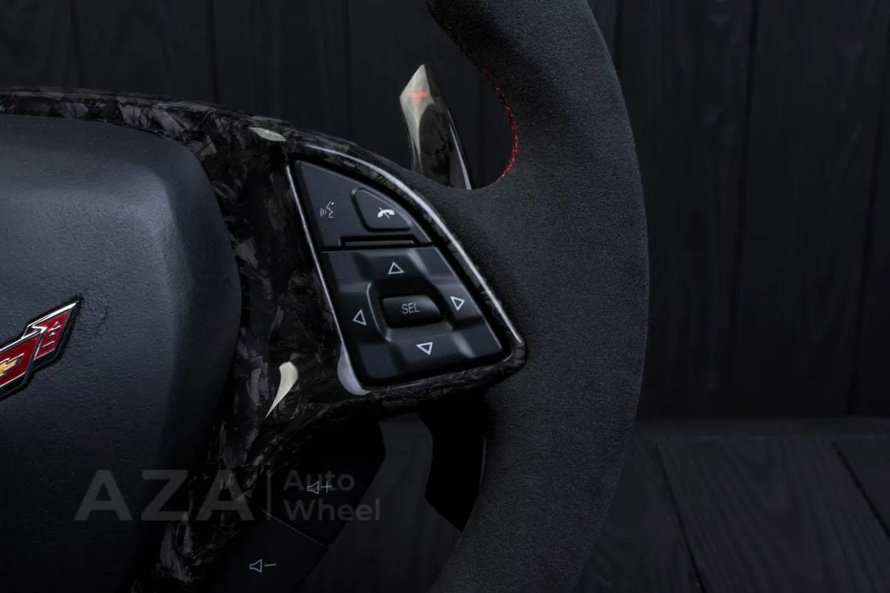 Steering wheel Chevrolet Corvette C7 2014-2019 Jet style+ ,any color stripe and stitch and Rev match or +- paddles. Forged Carbon fiber/Alcantara - Image 11